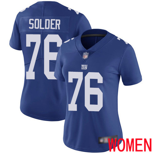 Women New York Giants 76 Nate Solder Royal Blue Team Color Vapor Untouchable Limited Player Football NFL Jersey